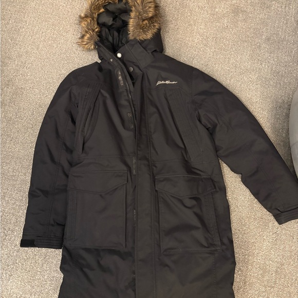 Eddie Bauer Black Parka with Fur Trim